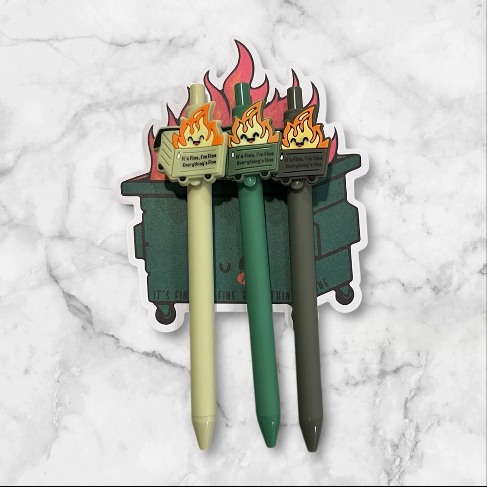 **5 Random Color Dumpster Fire Notepad & Pen - Picture 2 of 3